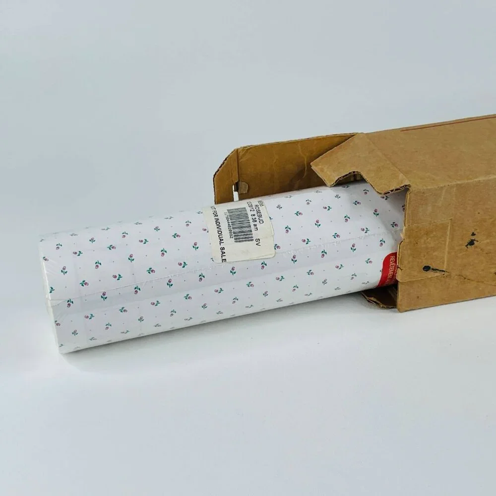 75 Ft Contact Paper Pink Rosebud Roses Floral Vinyl Liner Peel Stick Cottagecore